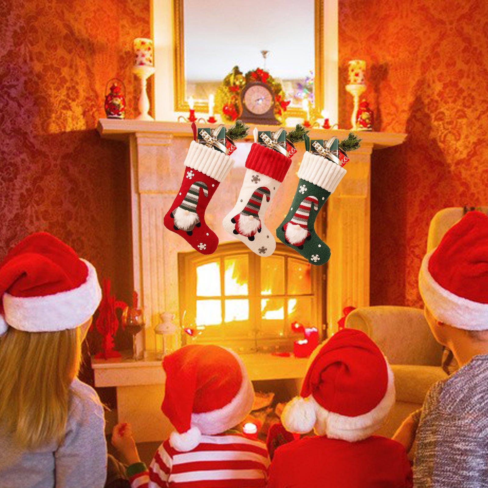 Wholesale Christmas Knitted Socks Dolls Children Candy Gift Bags